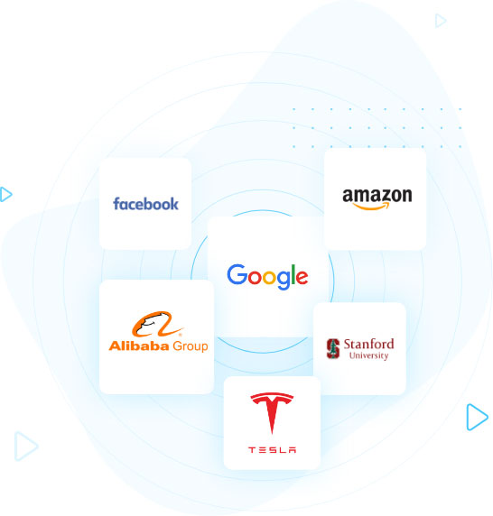Logos de empresas gigantes, como Google, Amazon e Facebook