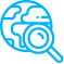 Logo de um globo terrestre e uma lupa